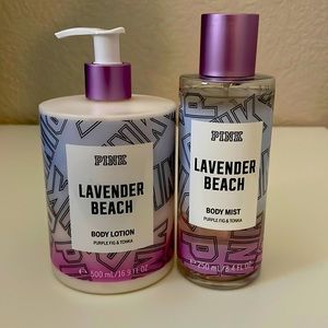 Pink Lavender Beach body lotion and body mist set.